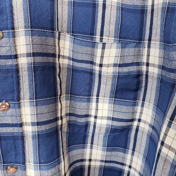 Pendleton VTG 100% Virgin Wool Flannel Shirt Mens Size L Long Blue Plaid *Flaw - Picture 3 of 11